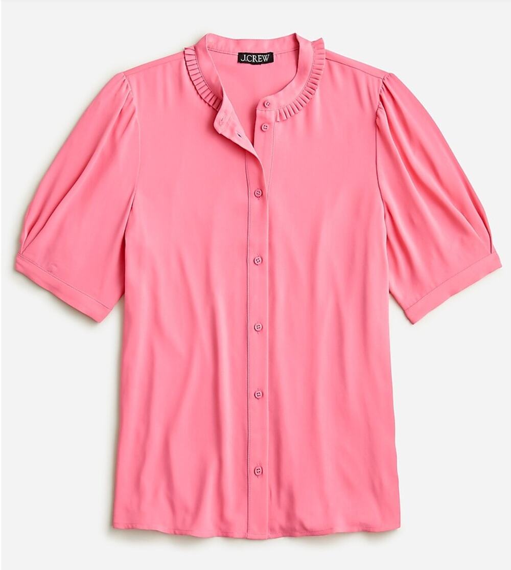 J. CREW NWT Drapey Button-Up Top in Pink BP553 // S